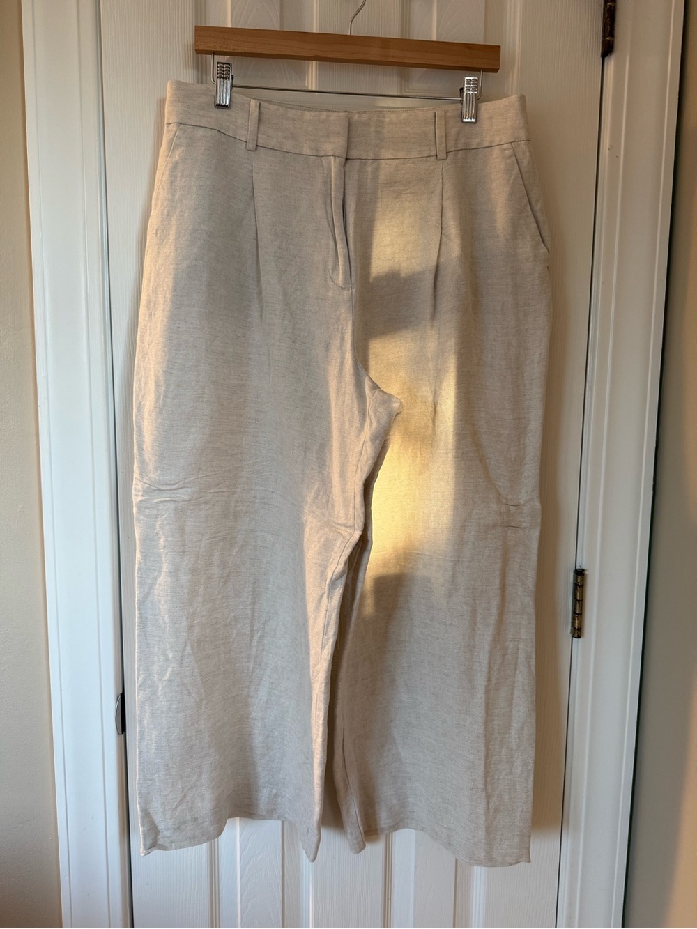 LOFT Beige wide leg linen blend pants